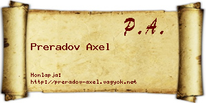 Preradov Axel névjegykártya